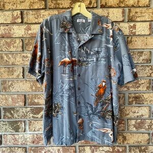 Boca Classics Shirt Men’s Size Medium Mermaid Gator Motif Blue & Rust Beauty!